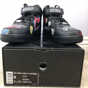 Black NBA Supreme Air Force 1 Mids
